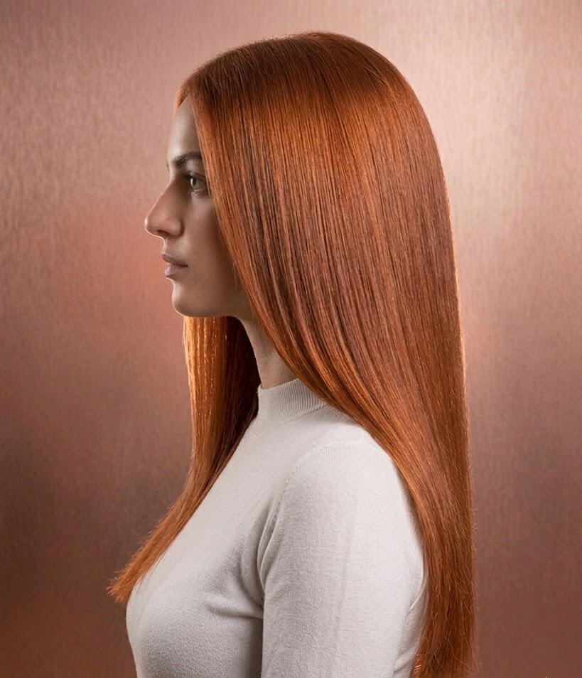 Cabelo liso e com brilho espelhado após Mony Liss